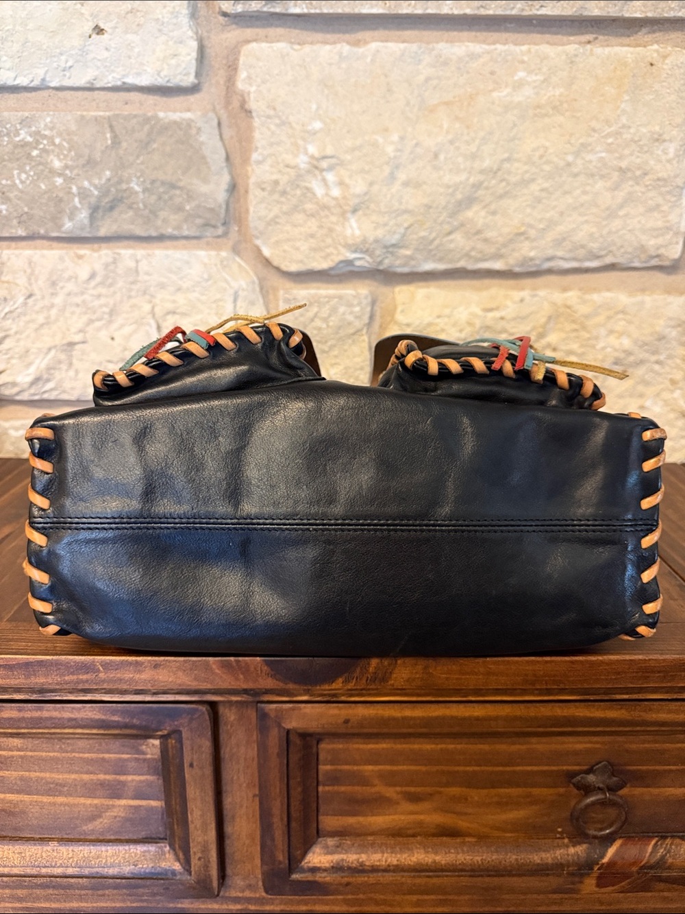Dooney & Bourke vintage black/brown/sand Q3 Bolero Bag - Picture 3 of 13